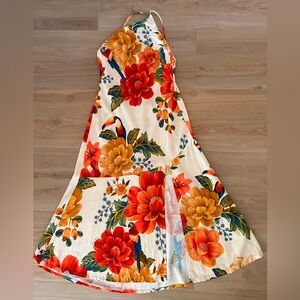 Farm Rio Tropical Toucan Floral Halter Dress – Size G (Large)